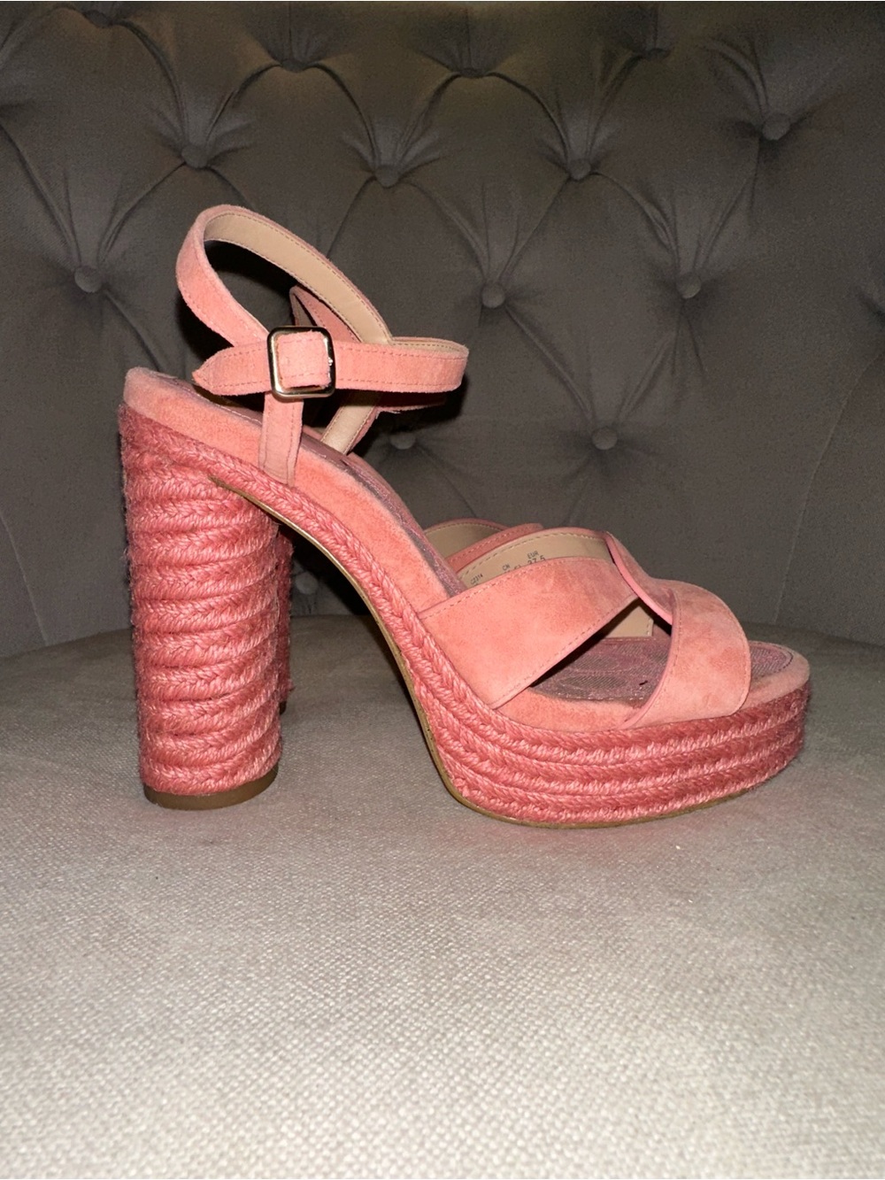 Coach Coral Pink Suede & Espadrille Platform Sandal | US 7 | EUR 37.5